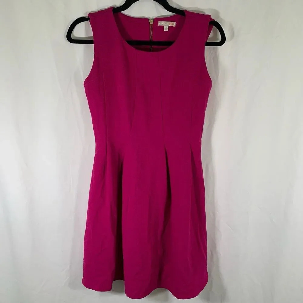 Gianni Bini Mini Dress Women's Small Pink Sleeveless Zip Back Round Neck